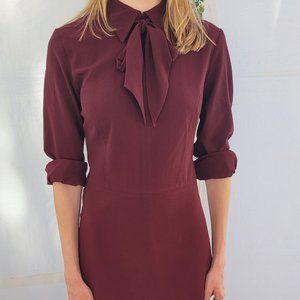 Burgundy/wine colored dress with Bow detail